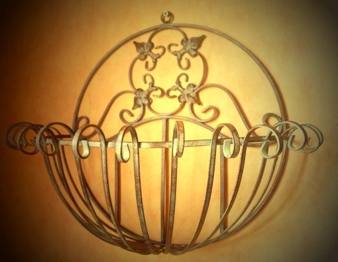 Wandkorb Wandregal Landhaus Eisen Nostalgie Garda-Set 2 Stck. Rost Antik